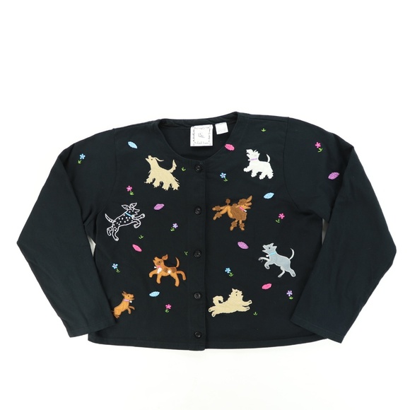 Michael Simon Sweaters - Michael Simon Lite XL Dog Themed Cardigan Poodle